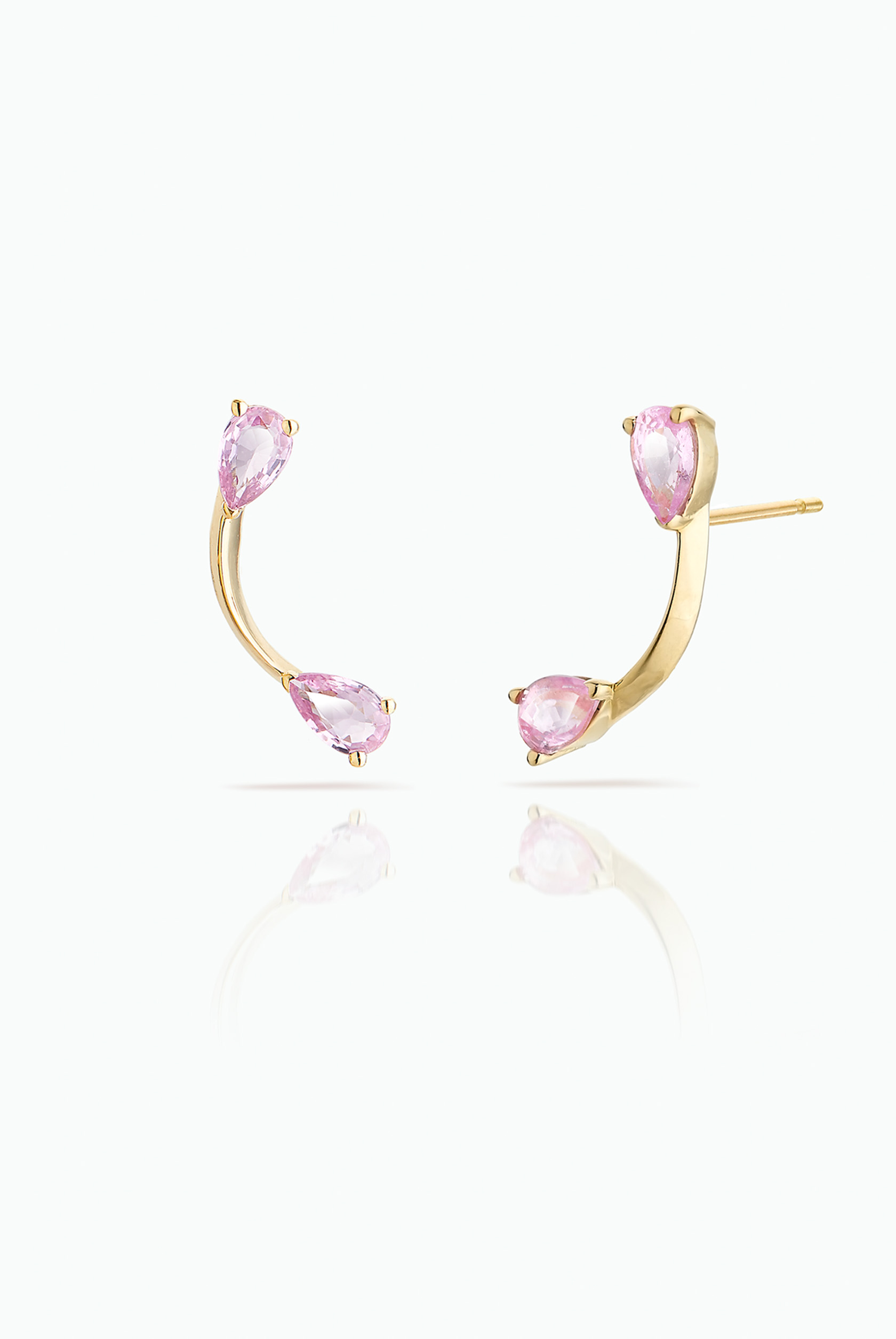 PINK FLARE STUDS - Sapphire & 18K Gold - Le-ster