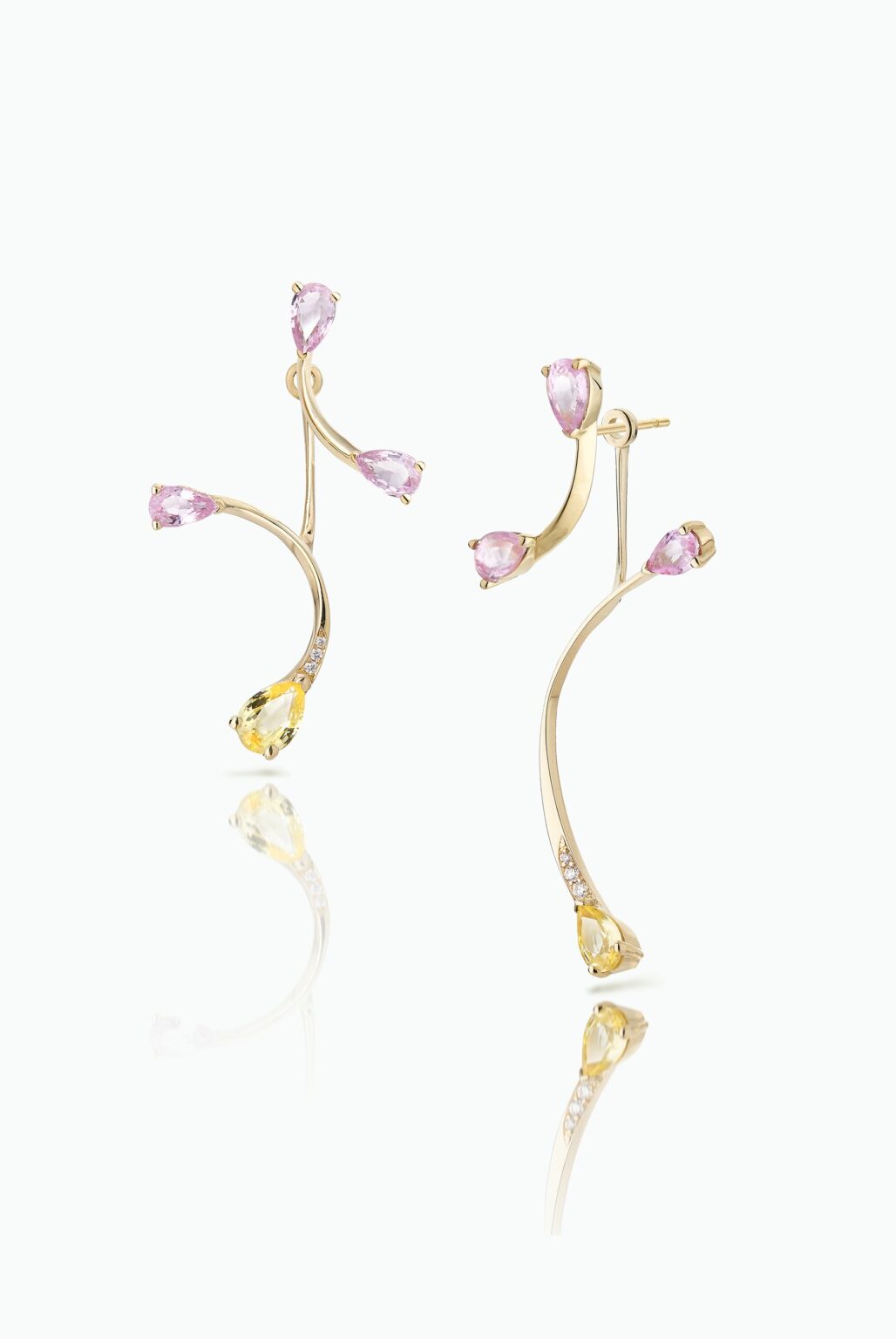 ROSE MORE EAR JACKETS & PINK FLARE STUDS - Sapphire, Diamond & 18K Gold ...