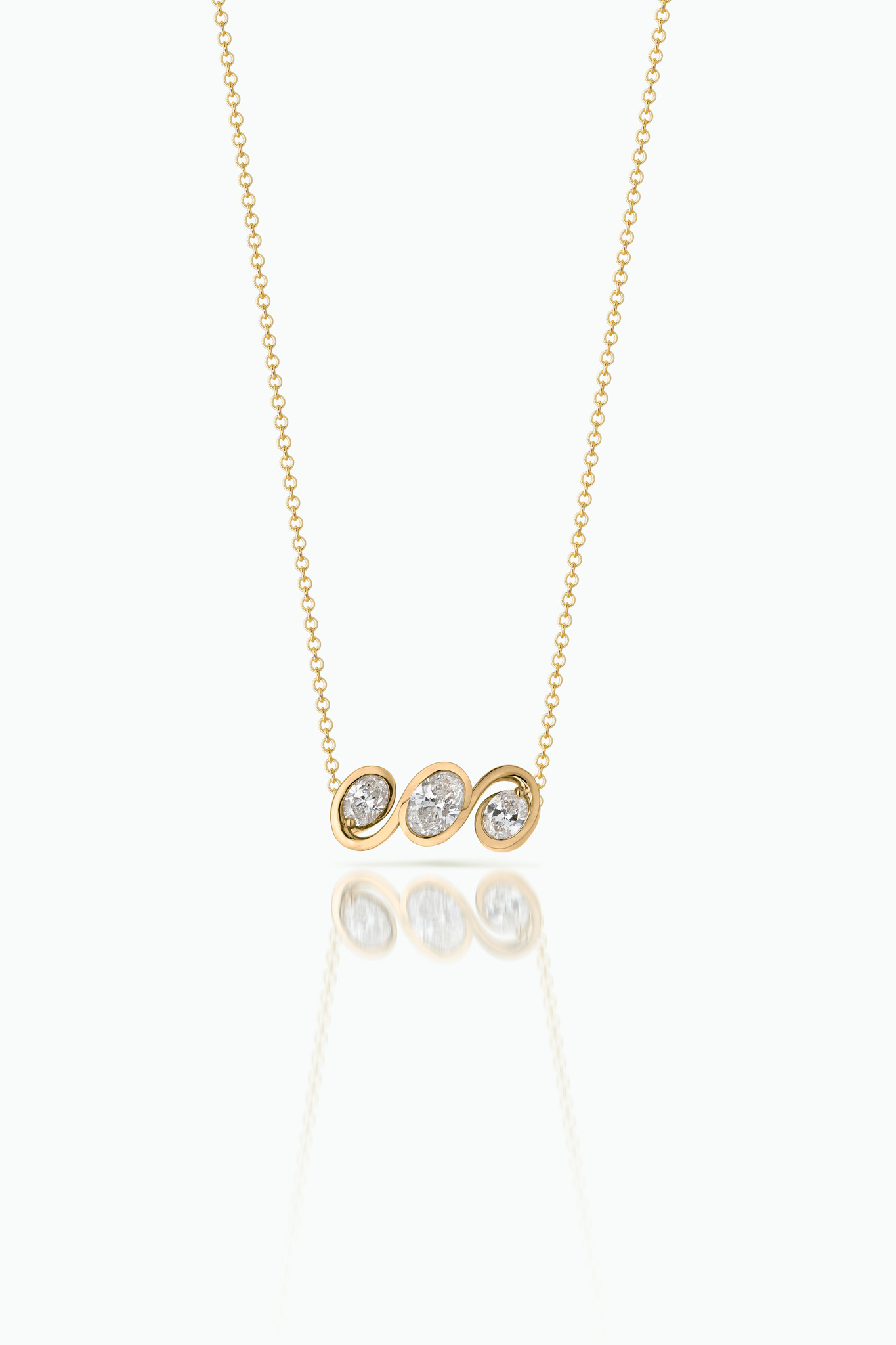 Classic Trio Diamond Necklace - Yellow Gold - Lab Created Diamond Pendant -  Engagement - Rings - Studs Earrings
